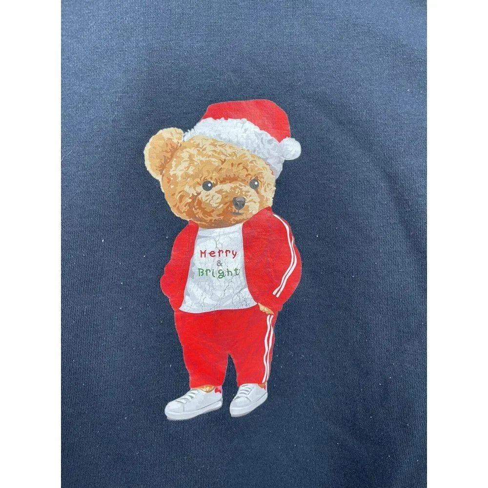 Denim & Flower Size 7 Sweatshirt Kids‎ Navy Blue Merry & Bright Teddy Bear